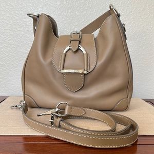 Ralph Lauren shoulder bag, detachable shoulder strap, and dust bag. Tan color.